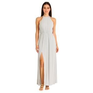 Show Me Your Mumu Heather Halter Dress Steel Blue NWT Size 2XL Maxi Slit Gown